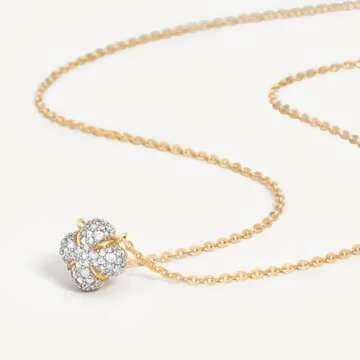 MEVECCO Dainty Gold Necklace For Women 18k Gold Plated Full CZ Flower Pendant Necklace Handmade Necklace Jewelry Everyday Wear