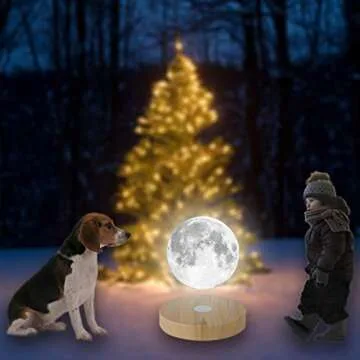 KFISI Moon Lamp 3D Printing Magnetic Levitation Moon Light Lamps with 360 Auto Rotating and 4 Working Light Modes - for Home、Office Decor, Creative Gift (3.9 Inch)