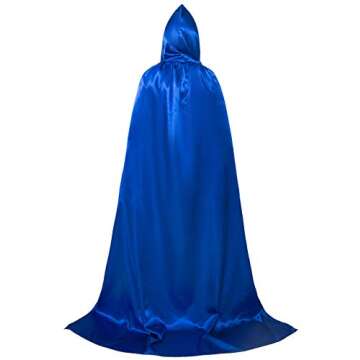 Aricy Unisex Full Length Hooded Cape Halloween Role Play Cloak Costume 63inch A015EL Blue