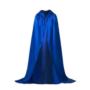 Aricy Unisex Full Length Hooded Cape Halloween Role Play Cloak Costume 63inch A015EL Blue