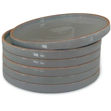 Mora Ceramic Flat Plates Set of 6-8 in - The Dessert, Salad, Appetizer, Small Lunch, etc Plate. Microwave, Oven, and Dishwasher Safe, Scratch Resistant. Kitchen Porcelain Dish - Sesame