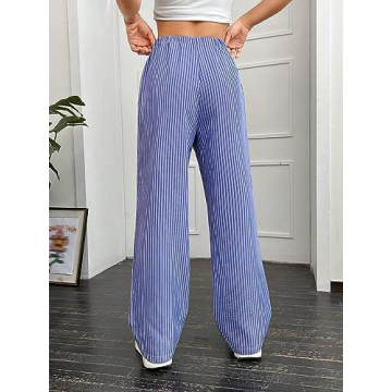 Trendy OYOANGLE Women's Striped Wide Leg Trousers