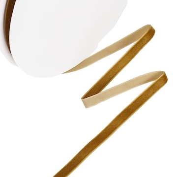 YASEO Golden Brown Velvet Ribbon, 3/8 inch x 25 Yards, Ideal for Choker, Gift Wrapping, Crafts, and ...