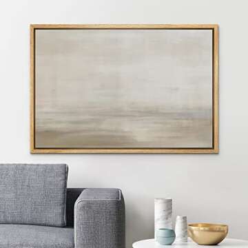 SIGNLEADER Framed Canvas Print Wall Art Grunge Pastel Brown Watercolor Vista Abstract Shapes Illustrations Modern Art Decorative Minimal Relax/Calm for Living Room, Bedroom, Office - 24"x36" Natural