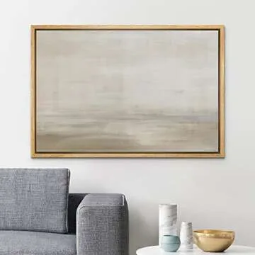 SIGNLEADER Framed Canvas Print Wall Art Grunge Pastel Brown Watercolor Vista Abstract Shapes Illustr...