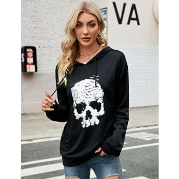 Blooming Jelly Women's Halloween Skull Sweatshirt Hoodies