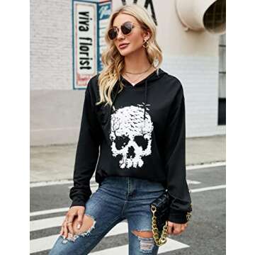 Blooming Jelly Women's Halloween Skull Sweatshirt Hoodies