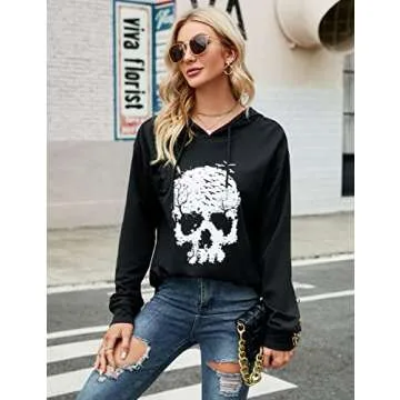 Blooming Jelly Women's Halloween Skull Sweatshirt Hoodies