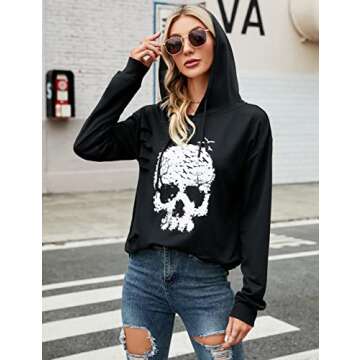 Blooming Jelly Women's Halloween Skull Sweatshirt Hoodies