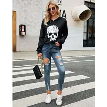Blooming Jelly Women's Halloween Skull Sweatshirt Hoodies