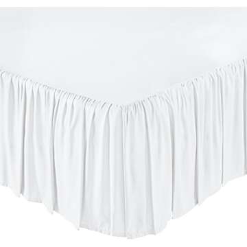 Amazon Basics Lightweight Ruffled Bed Skirt, Classic Style, Soft and Stylish 100% Microfiber with 16" drop-Twin, Solid, White