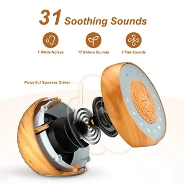 Housbay White Noise Machine with 31 Soothing Sounds, Wood Grain