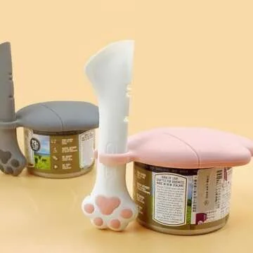 CUITIBI Dog Food Can Lids,Pet Food Spoon for Cat and Dog, Can Opener Set with Can Cover, Cat Food Lids and Food Spoon,Manual Can Opener(White)