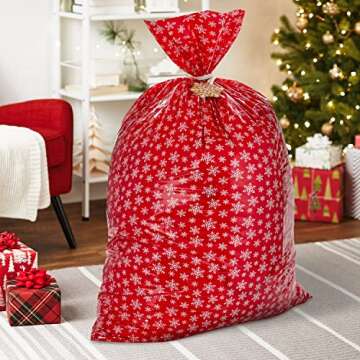 Hallmark Jumbo Plastic Holiday XL Gift Bags (2 Extra Large Bags: Snowflakes on Red, Rustic Snowmen) ...