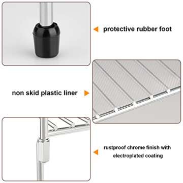 WOSOVO Set of 2 Kitchen Cabinet Organizer and Storage Shelves Stackable Expandable Storage Racks with Anti-slip Liners for Cabinet Pantry, Silver