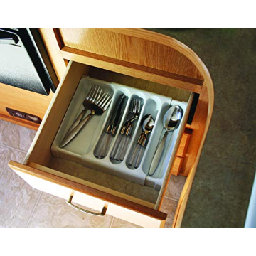Camco Adjustable Cutlery Tray - Perfect for RV and Compact Kitchens