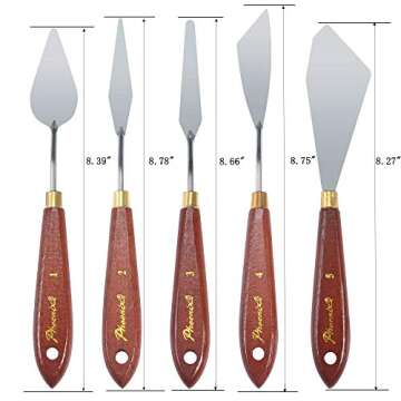 DerBlue 5pcs Stainless Steel Artists Palette Knife Set,Spatula Palette Knife Painting Mixing Scraper...
