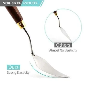 DerBlue 5pcs Stainless Steel Artists Palette Knife Set,Spatula Palette Knife Painting Mixing Scraper,Thin and Flexible Art Tools for Oil Painting, Acrylic Mixing, Etc.