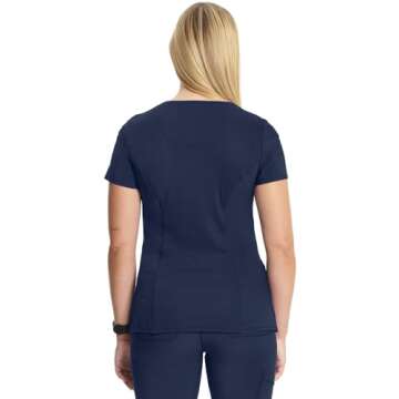 Infinity Cherokee Women Nurse Scrubs Top Mock Wrap 2625A, M, Navy