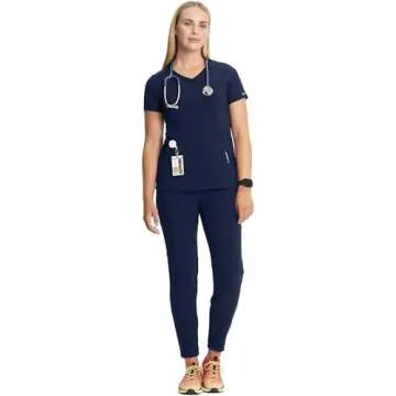 Infinity Cherokee Women Nurse Scrubs Top Mock Wrap 2625A, M, Navy