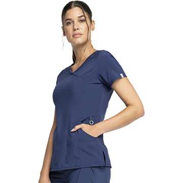 Infinity Cherokee Women Nurse Scrubs Top Mock Wrap 2625A, M, Navy