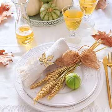 KESOTE Fall Napkin Rings Set of 6 Thanksgiving Napkin Rings, Maple Design for Table Decor