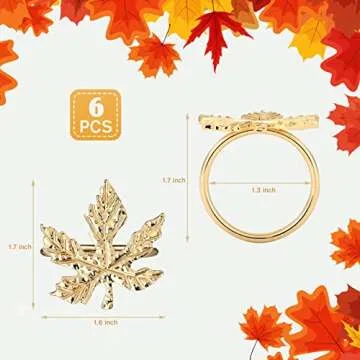 KESOTE Fall Napkin Rings Set of 6 for Elegant Dining