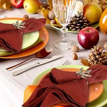 KESOTE Fall Napkin Rings Set of 6 for Elegant Dining