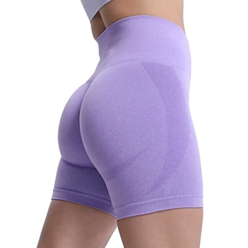 Aoxjox Contour Seamless Shorts for Women High Waist Workout Gym Biker Booty Running Yoga Short 5" (L...