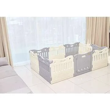 Baby Care Play Mat Funzone Play Pen - Extra Large Baby Play Yard - Play Pen for Baby - Safe with Double Locking (Grey, Full Set)