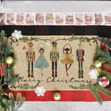 Watercolor Nutcrackers Christmas Doormat for Home Decor