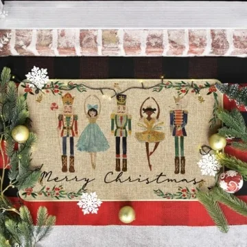 Watercolor Nutcrackers Christmas Doormat for Home Decor