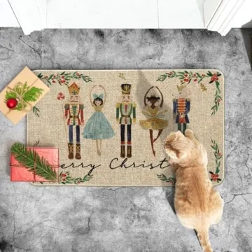 Watercolor Nutcrackers Christmas Doormat for Home Decor