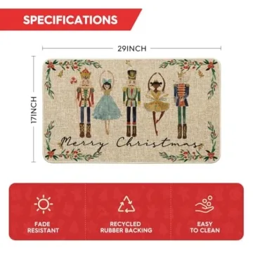 Watercolor Nutcrackers Christmas Doormat for Home Decor
