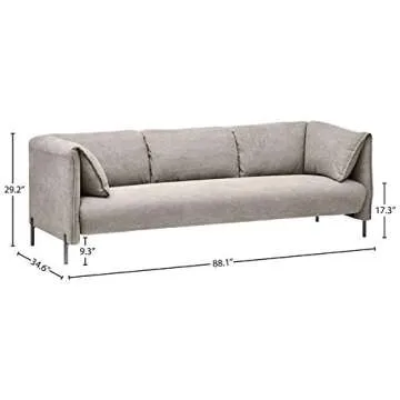 Rivet Cyprus Mid-Century Modern Sofa in Light Grey Denim
