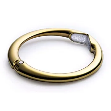 Clipa Bag Hanger - Polished Gold PVD - The Ring That Opens Into a Hook and Hangs in Just 1/2" of Space, Holds 33 lbs., 3 yr. Warranty