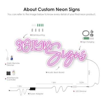 Custom Neon Signs, Personalized Led Neon Lights Sign,Neon Sign Customizable for Wall Decor Wedding Birthday Party Bedroom Bar Shop Name Logo Lights (Optional 10" to 60")