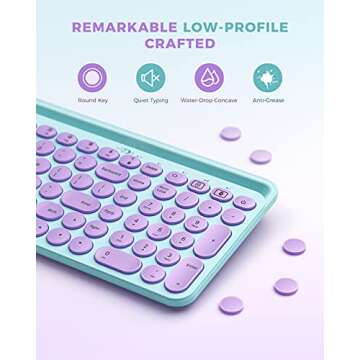 seenda Bluetooth Keyboard for iPad, 2.4G + Bluetooth Multi-Device Typewriter Keyboard with Number Pad, Tablet Holder for iPad Tablet, Andriod Phone, MacBook/Windows PC Desktop, Barbie Purple