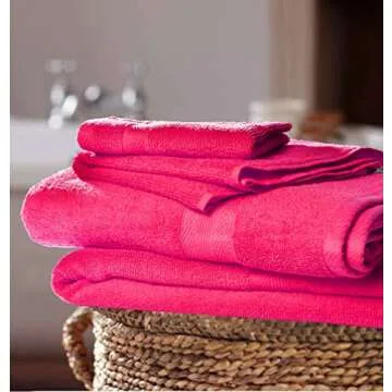 BOUTIQUO 8 Piece Towel Set 100% Ring Spun Cotton, 2 Bath Towels 27X54, 2 Hand Towels 16X28 and 4 Washcloths 13X13 - Ultra Soft Highly Absorbent Machine Washable Hotel Spa Quality - Hot Pink