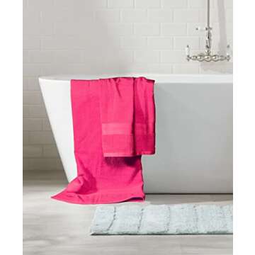 BOUTIQUO 8 Piece Towel Set 100% Ring Spun Cotton, 2 Bath Towels 27X54, 2 Hand Towels 16X28 and 4 Washcloths 13X13 - Ultra Soft Highly Absorbent Machine Washable Hotel Spa Quality - Hot Pink