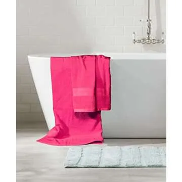 BOUTIQUO 8 Piece Towel Set 100% Ring Spun Cotton, 2 Bath Towels 27X54, 2 Hand Towels 16X28 and 4 Washcloths 13X13 - Ultra Soft Highly Absorbent Machine Washable Hotel Spa Quality - Hot Pink