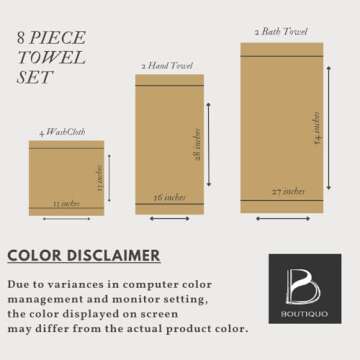 BOUTIQUO 8 Piece Towel Set 100% Ring Spun Cotton, 2 Bath Towels 27X54, 2 Hand Towels 16X28 and 4 Washcloths 13X13 - Ultra Soft Highly Absorbent Machine Washable Hotel Spa Quality - Hot Pink