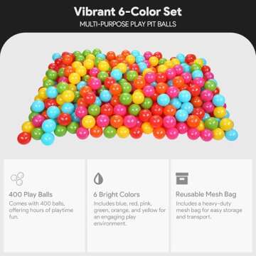BalanceFrom Fitness Crush Proof Play Pit Balls with Reusable Mesh Storage Bag for Playpens, Bounce Houses, and Kiddie Pools, Multicolor