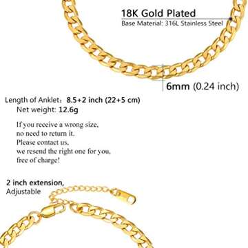 PROSTEEL Gold Cuban Link Anklets For Women Jewelry Summer Beach Foot Chain Anklet Stainless Steel Womens Ankle Bracelets