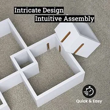 Greenco Gray Floating Cube Shelves - Intersecting Wall Mounted Shelves - Bedroom Decor for Men - Wall Decor Square Shelves for Bedrooms, Living Rooms & More - Set of 4 Box Shelves