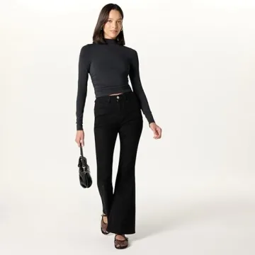 Ebony Mock Neck Long Sleeve Top for Women Plus Size