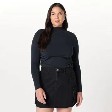 Ebony Mock Neck Long Sleeve Top for Women Plus Size