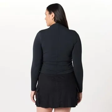Ebony Mock Neck Long Sleeve Top for Women Plus Size