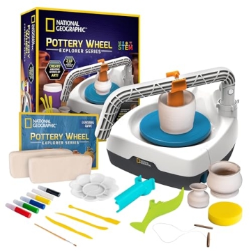 NATIONAL GEOGRAPHIC Pottery Wheel for Kids – Complete Pottery Kit for Beginners, Plug-in Motor, 2 ...