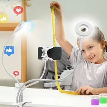 Aduro U-Stream Selfie Ring Light with Stand, Twin Dual Ring Lights with Flexible Gooseneck Phone Holder Arm Stand for iPhone and Android Black